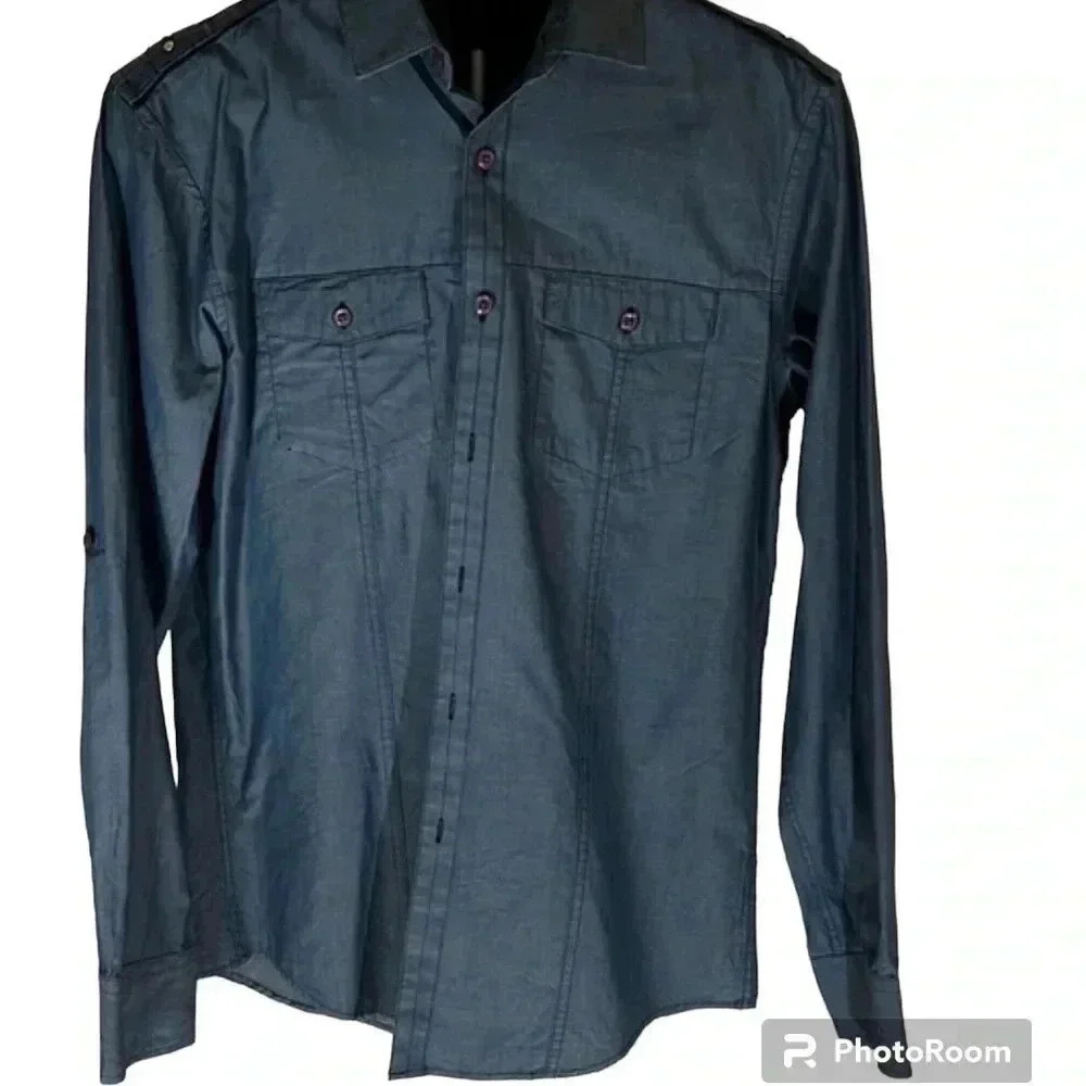 I.N.C men's long sleeve gray sports cotton shirt size small